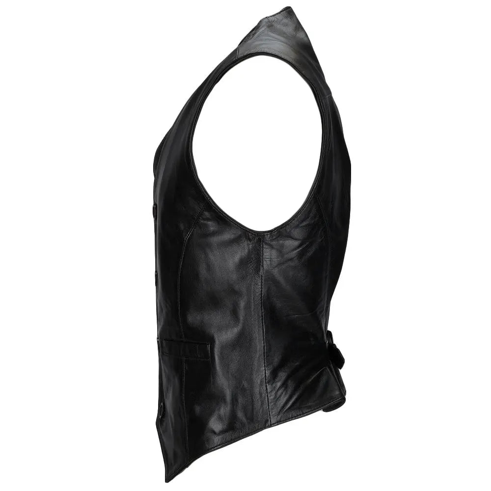 Men Classic Ashwood Black Leather Vest 
