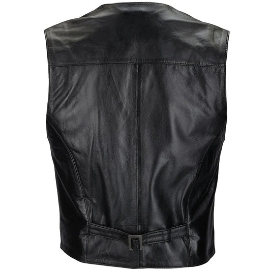 Men Classic Ashwood Black Leather Vest 