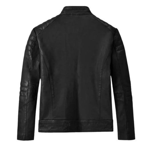 Men Classic Black Quilted Leather Jacket