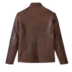 Men Classic Brown Quilted Leather Jacket