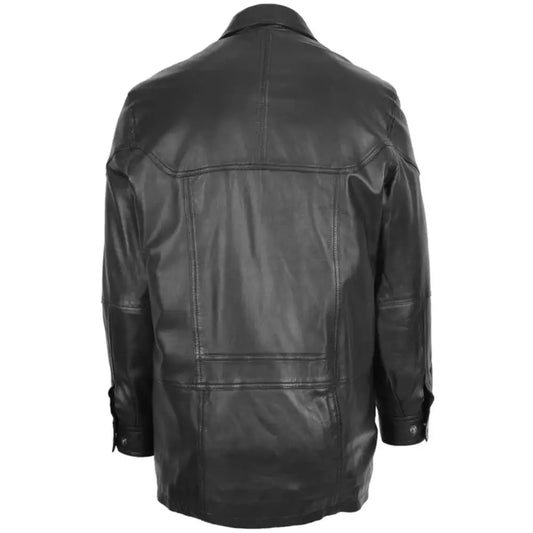 Men Classic M2 Black Leather Winter Coat 