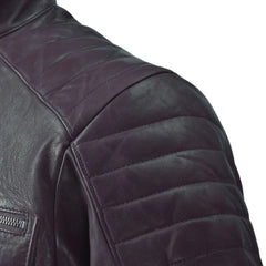 Men Classic Purple Quilted Leather Jacket