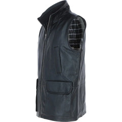 Men Classic Zip-Up Hand Made Black Leather Vest