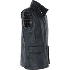 Men Classic Zip-Up Hand Made Black Leather Vest