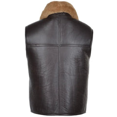 Men Dark Brown Aviator RAF Shearling Vest 