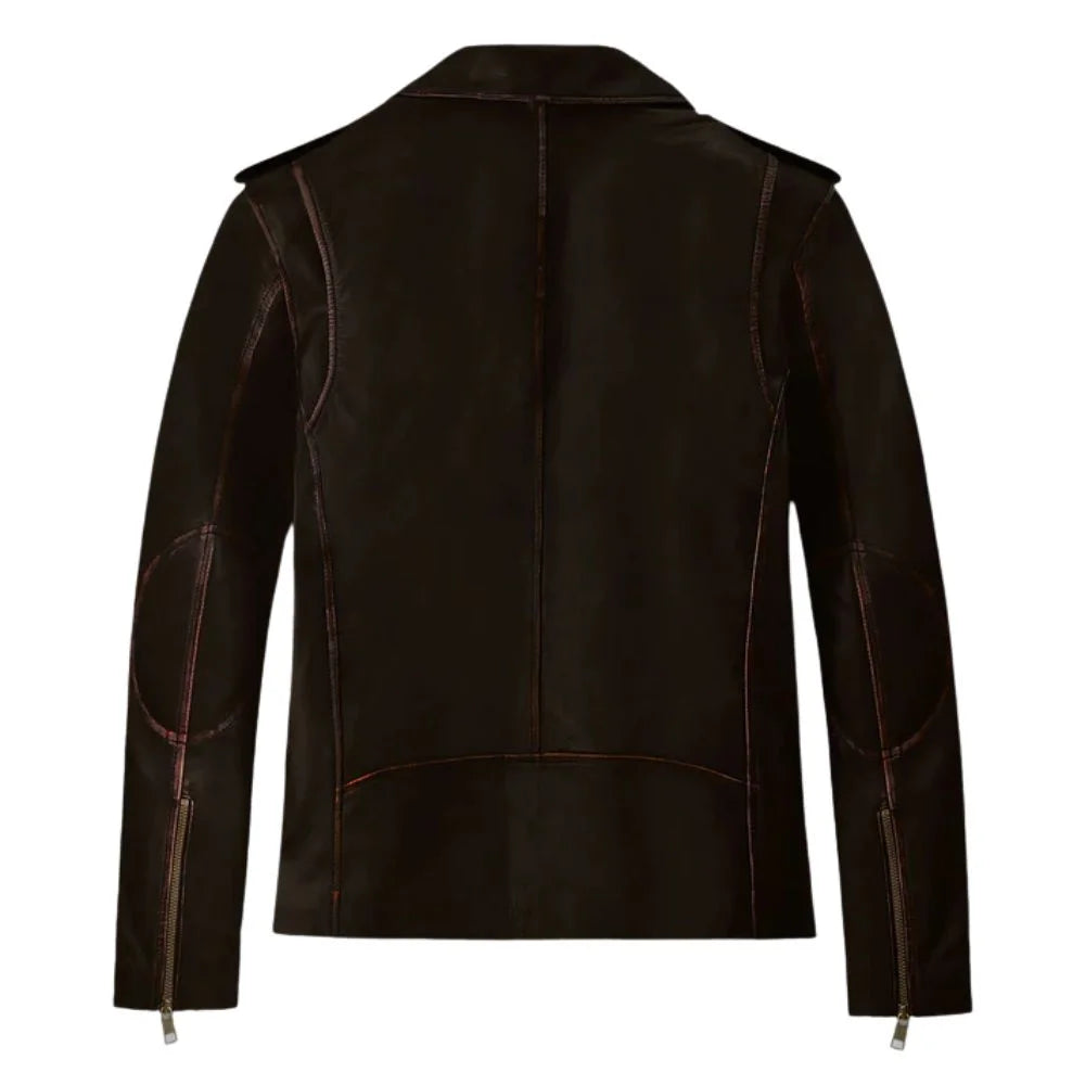 Men Dark Brown Leather Jacket