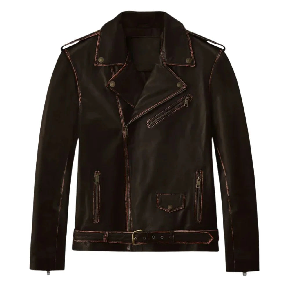 Men Dark Brown Leather Jacket