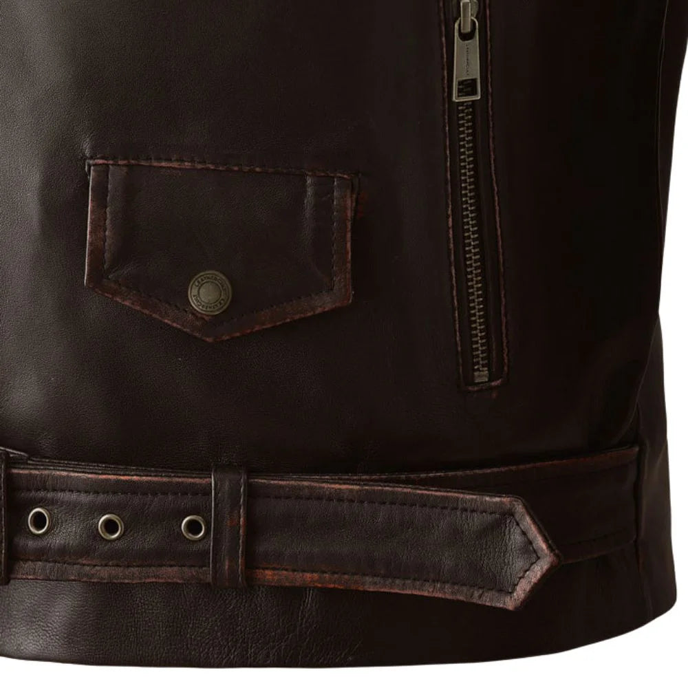 Men Dark Brown Leather Jacket