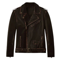 Men Dark Brown Leather Jacket