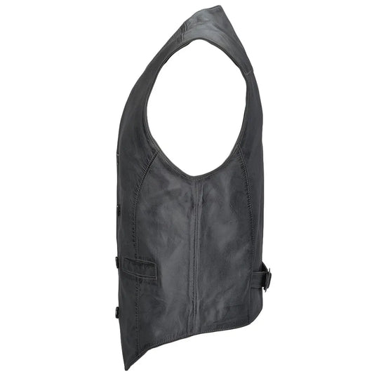 Men Gray Hand Made Leather Vest 