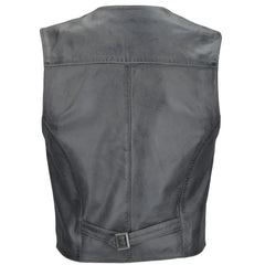Men Gray Hand Made Leather Vest 