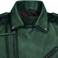 Men Green Quilted Leather Jacket