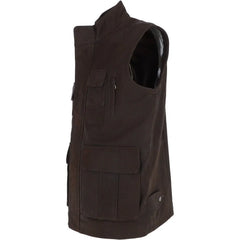 Men Handmade Brown Leather Eight Pocket Vest