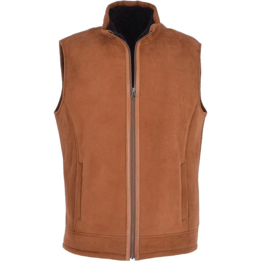 Men Handmade Leather Brown Vest 