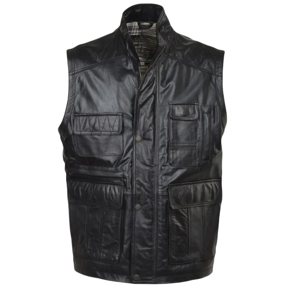 Men Handmade Leather Eight Pocket Vest 
