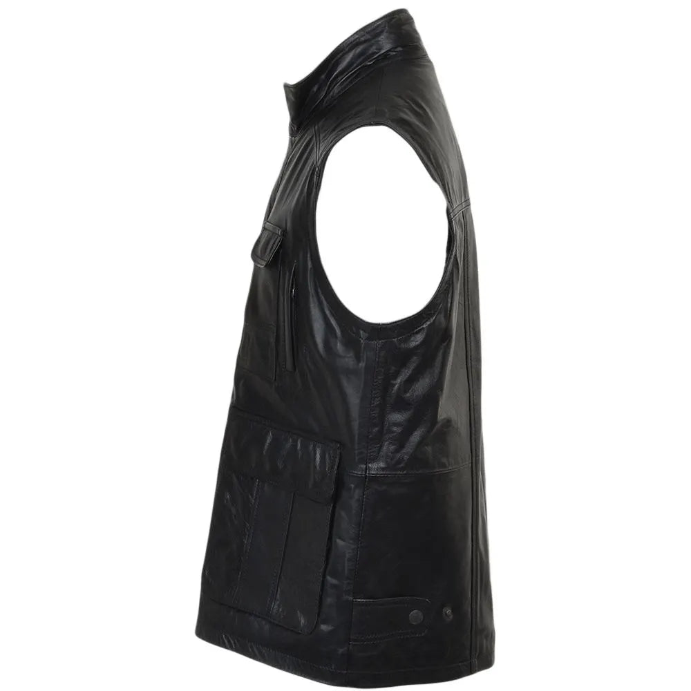 Men Handmade Leather Eight Pocket Vest 