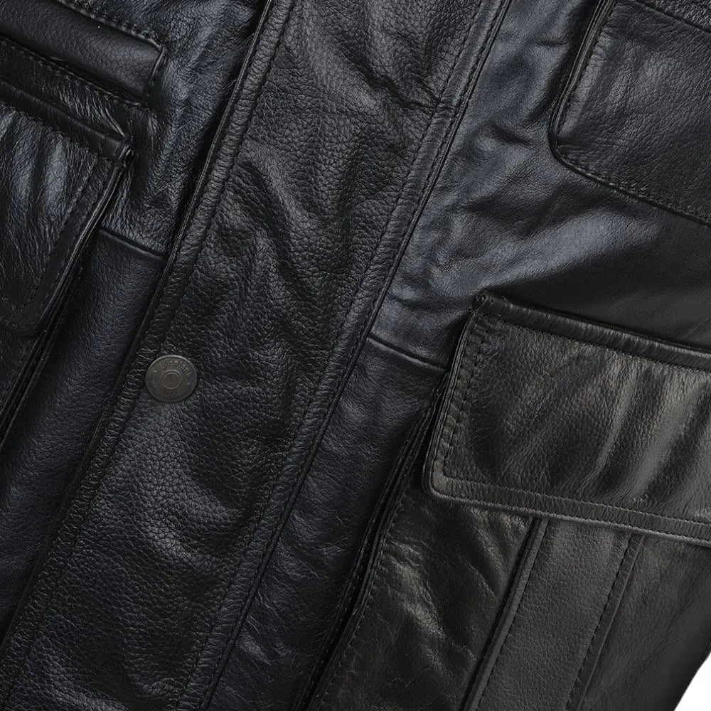 Men Handmade Leather Eight Pocket Vest 