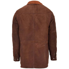 Men Leather Brown Nubuck Winter Coat 