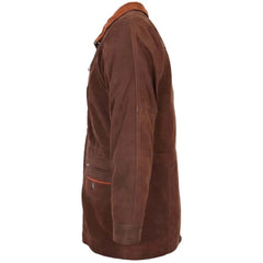 Men Leather Brown Nubuck Winter Coat 