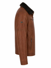 Men's Leather Detachable Collar Jacket, back view