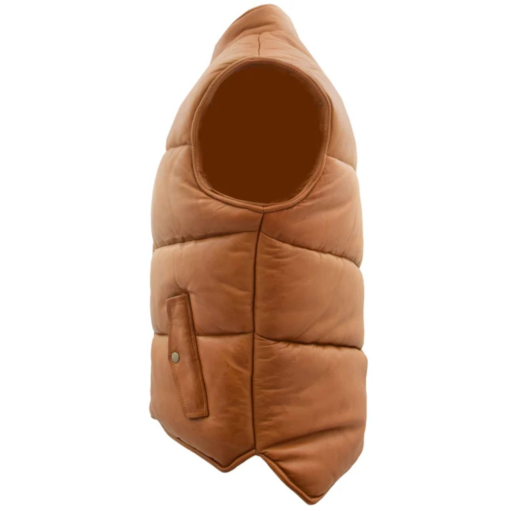 Men's Leather Puffer Vest