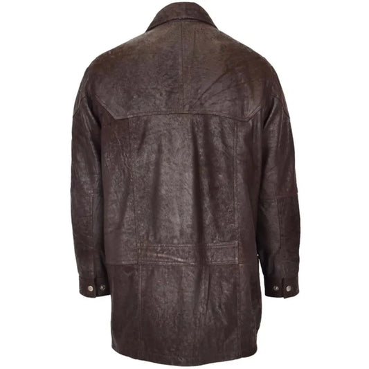 Men M2 Brown Classic Leather Winter Coat