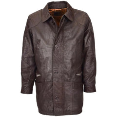 Men M2 Brown Classic Leather Winter Coat