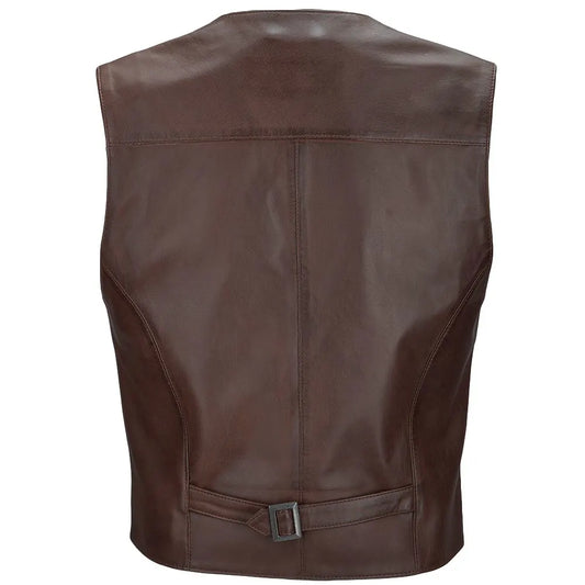 Men Mid Brown Leather Vest 