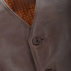 Men Mid Brown Leather Vest 