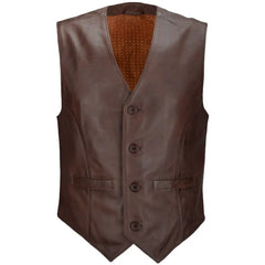 Men Mid Brown Leather Vest 