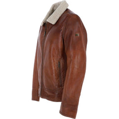 Men Nappa Leather Teddy Lining Cognac Jacket 