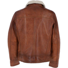 Men Nappa Leather Teddy Lining Cognac Jacket 
