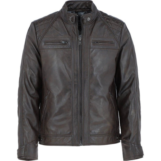 Men Nevada Leather Biker Jacket 