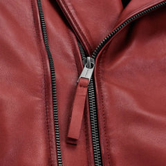 Men Red Quilted Leather Jacket