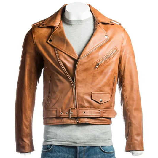Men Tan Classic Brando Leather Jacket