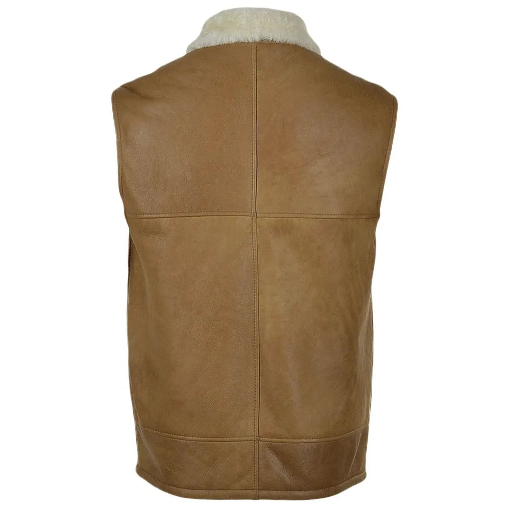 Men Tan Handmade Leather Vest 