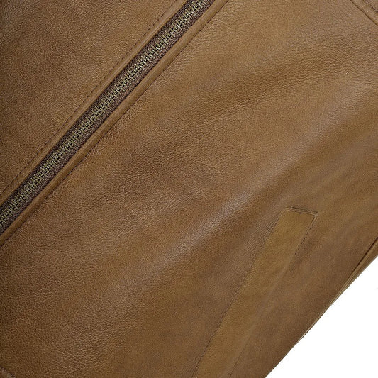 Men Tan Handmade Leather Vest 
