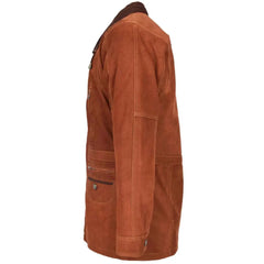 Men Tan Nubuck Leather Winter Coat