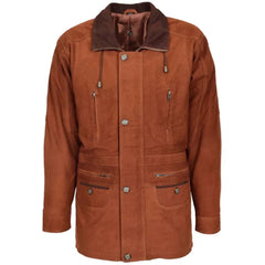 Men Tan Nubuck Leather Winter Coat