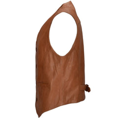 Men Tan Tudor Leather Vest 