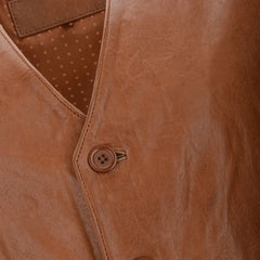 Men Tan Tudor Leather Vest 
