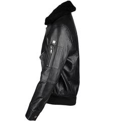 Men Vegetable Leather Shearling Collar Biker Leather Jacket 