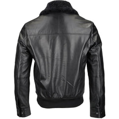 Men Vegetable Leather Shearling Collar Biker Leather Jacket 