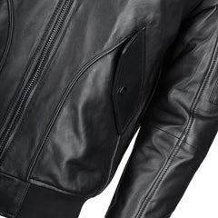 Men Vegetable Leather Shearling Collar Biker Leather Jacket 