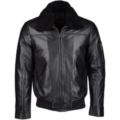Men Vegetable Leather Shearling Collar Biker Leather Jacket 