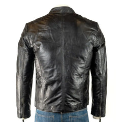 Men Vintage Stitch detail Biker Style Leather Jacket