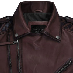 Men Maroon Quilted Leather Jacket