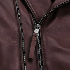 Men Maroon Quilted Leather Jacket