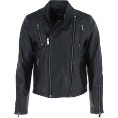 Men 90s Black Leather Jacket