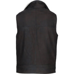 Men Black Winter Shearling Leather Vest